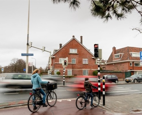 Foto van kruispunt Van Alkemadelaan.