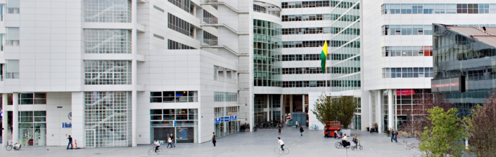 Foto van de gevel van het stadhuis in Den Haag.