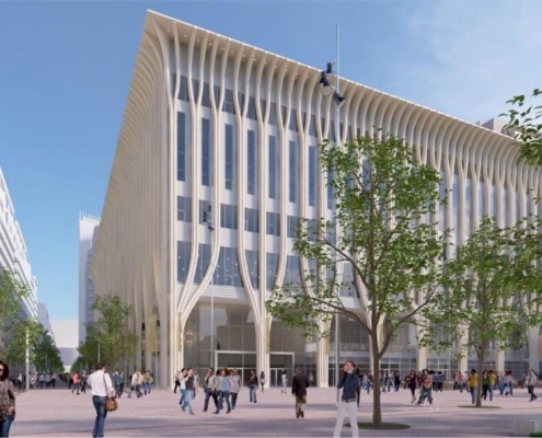 Grafische impressie van het Amare gebouw.