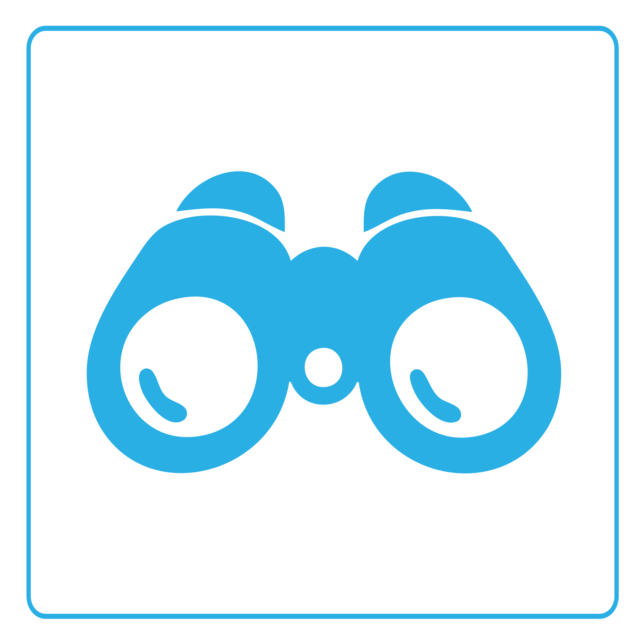 De afbeelding toont een blauwe verrekijker.