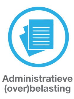 Icoon stapel papieren met onderschrift administratieve overbelasting.