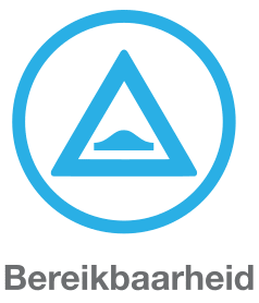 Icoon verkeersbord met drempel met onderschrift bereikbaarheid.